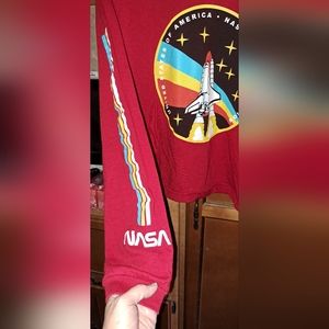 Ladies Long Sleeve Cropped NASA Tshirt Red (CHEMISTRY BRAND) XL Novelty SPACE